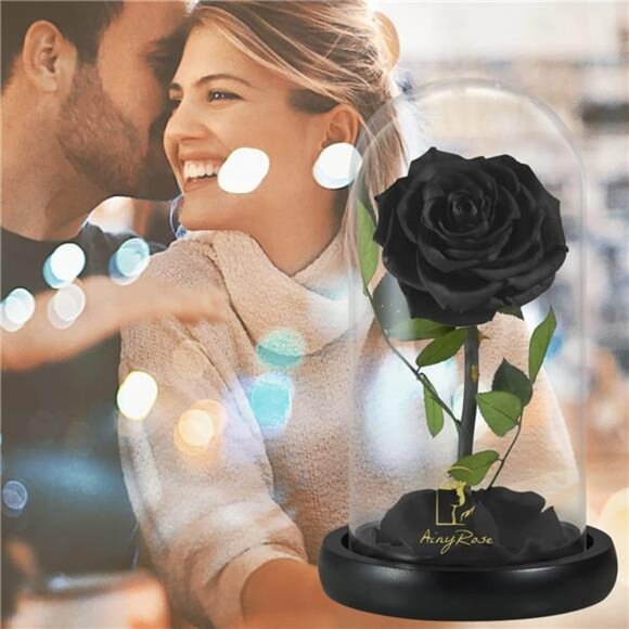 SW Forever Preserved Real Black Rose Flower Birthday Gifts for Mom - Picture 2 of 7
